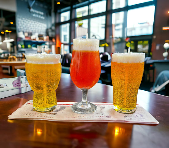 CW Candle Co. presents unique and realistic beer candles, perfect for breweries and beer lovers. These eye-catching candles, available in various sizes and styles, mimic the look of real beers and are sure to be conversation starters. Display them on your bar counter to attract attention and spark interest. Enhance your brewery’s product lineup with these customizable beer candles, designed to represent your signature beers and delight your customers.