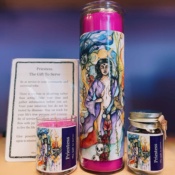  16oz Priestess Candle hand poured by CW Candle Co. 