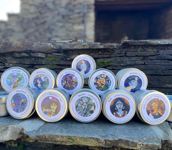 Sacred Feminine & Divine Energy 6oz Goddess Candle Tin. Spiritual, artistic, and purposeful candle. Decor for a pagan, wiccan, and meditation altar